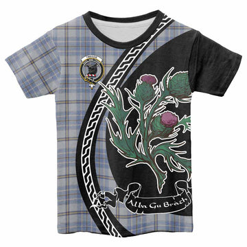 Tweedie Family Crest Tartan Kid T-shirt Alba Thistle Inspired - Tartan Vibes Clothing