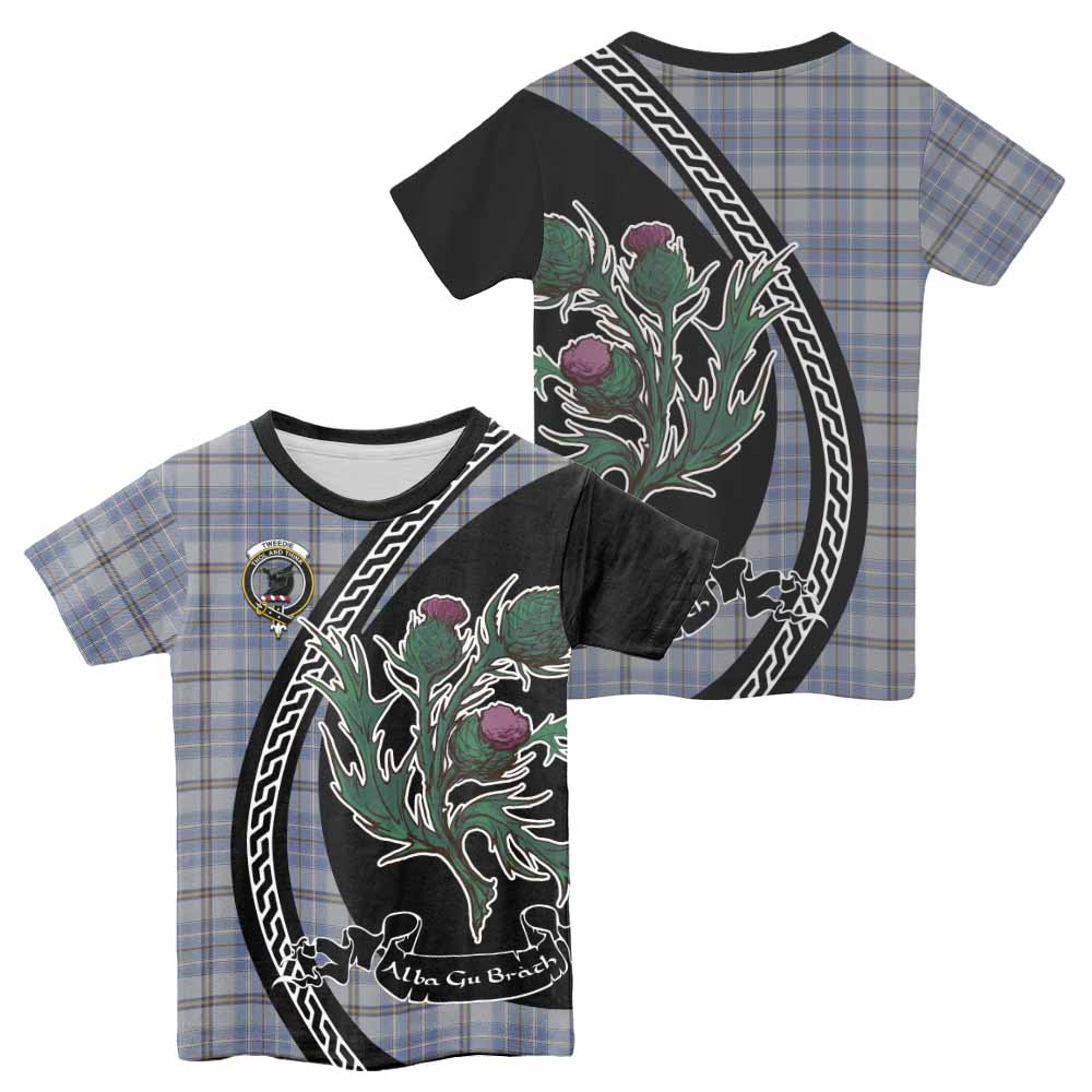 Tweedie Family Crest Tartan Kid T-shirt Alba Thistle Inspired - Tartan Vibes Clothing