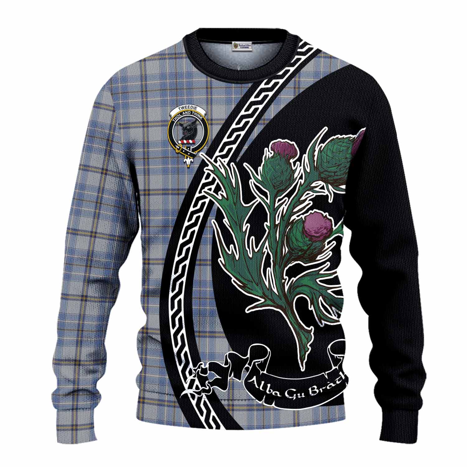 Tweedie Family Crest Tartan Knitted Sweater Alba Thistle Inspired - Tartan Vibes Clothing