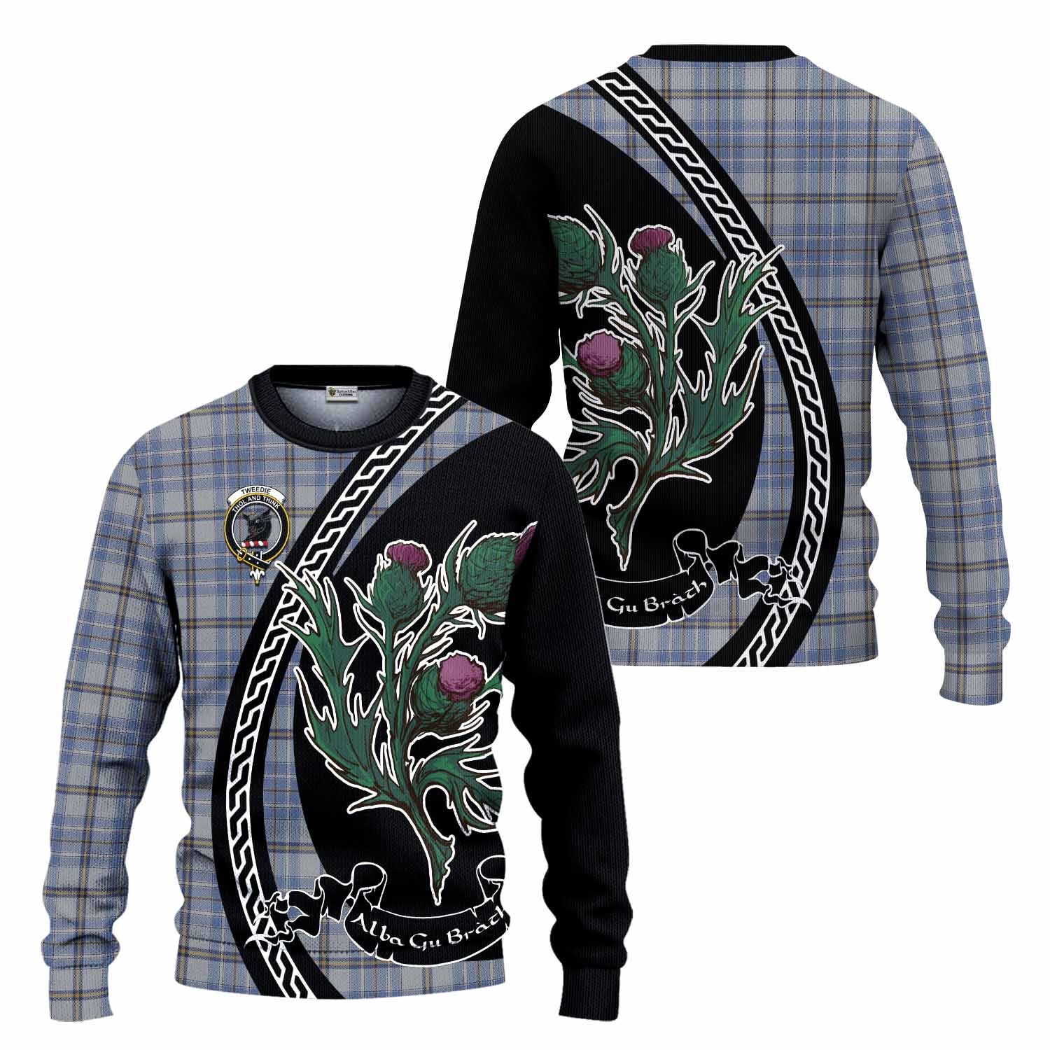 Tweedie Family Crest Tartan Knitted Sweater Alba Thistle Inspired - Tartan Vibes Clothing