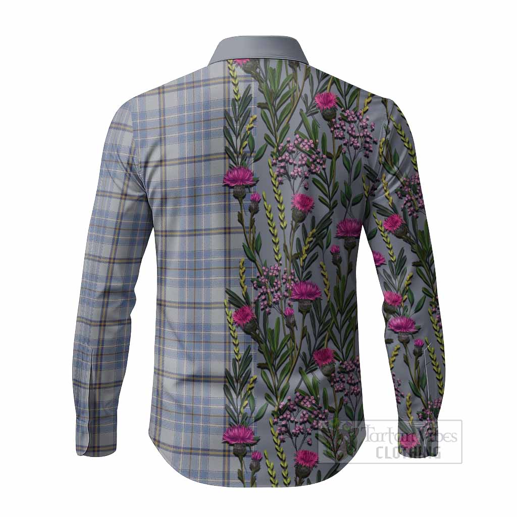 Tweedie Family Crest Tartan Long Sleeve Button Shirts Scottish Thistle Flower Pattern Half Style - Tartan Vibes Clothing