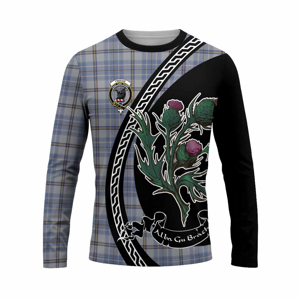 Tweedie Family Crest Tartan Long Sleeve T-Shirt Alba Thistle Inspired - Tartan Vibes Clothing