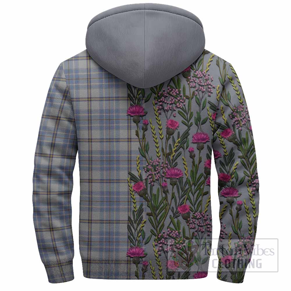 Tweedie Family Crest Tartan Sherpa Hoodie Scottish Thistle Flower Pattern Half Style - Tartan Vibes Clothing