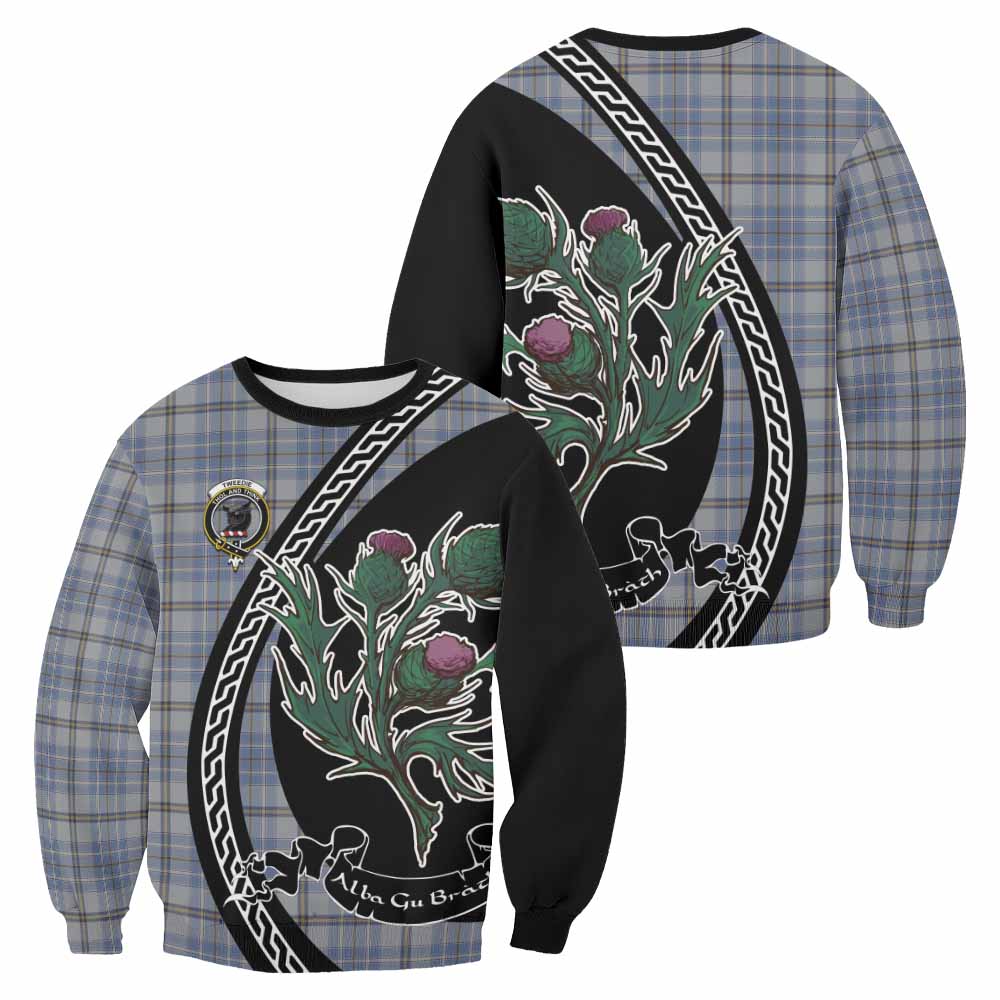 Tweedie Family Crest Tartan Sweatshirt Alba Thistle Inspired - Tartan Vibes Clothing