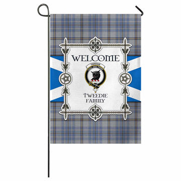 Tweedie Family Crest Tartan Welcome Garden Flag Saltire Harmony Style - Tartan Vibes Clothing