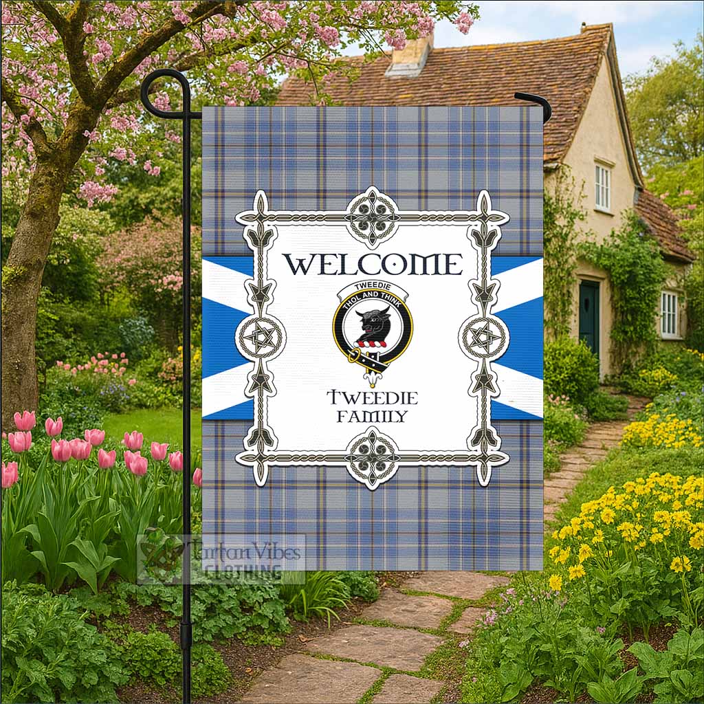 Tweedie Family Crest Tartan Welcome Garden Flag Saltire Harmony Style - Tartan Vibes Clothing