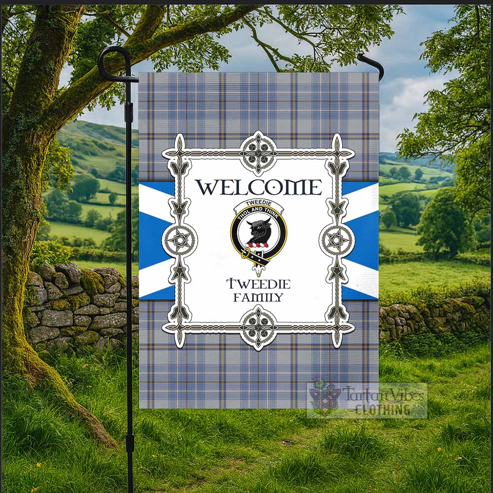 Tweedie Family Crest Tartan Welcome Garden Flag Saltire Harmony Style - Tartan Vibes Clothing