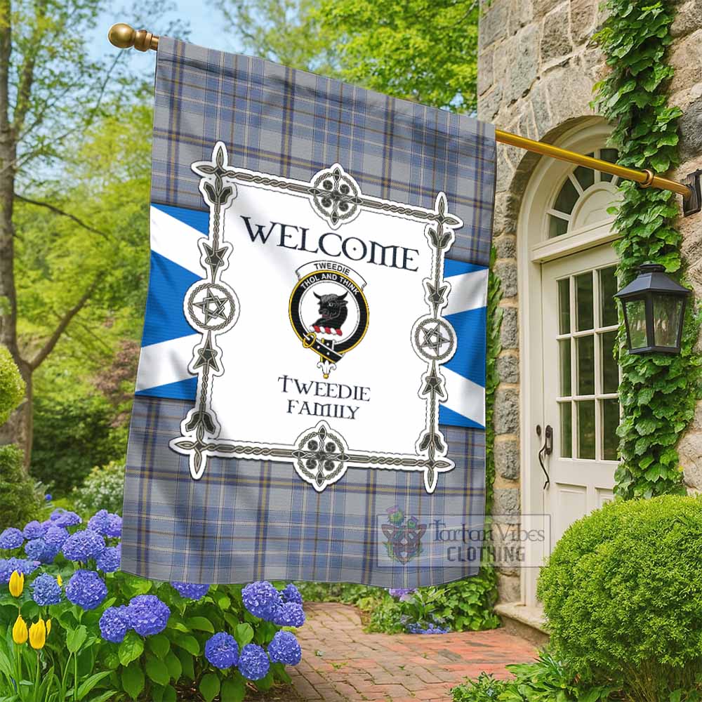 Tweedie Family Crest Tartan Welcome Garden Flag Saltire Harmony Style - Tartan Vibes Clothing