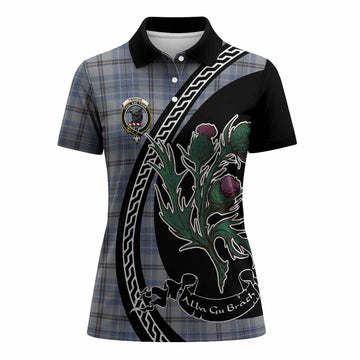 Tweedie Family Crest Tartan Women Polo Shirt Alba Thistle Inspired