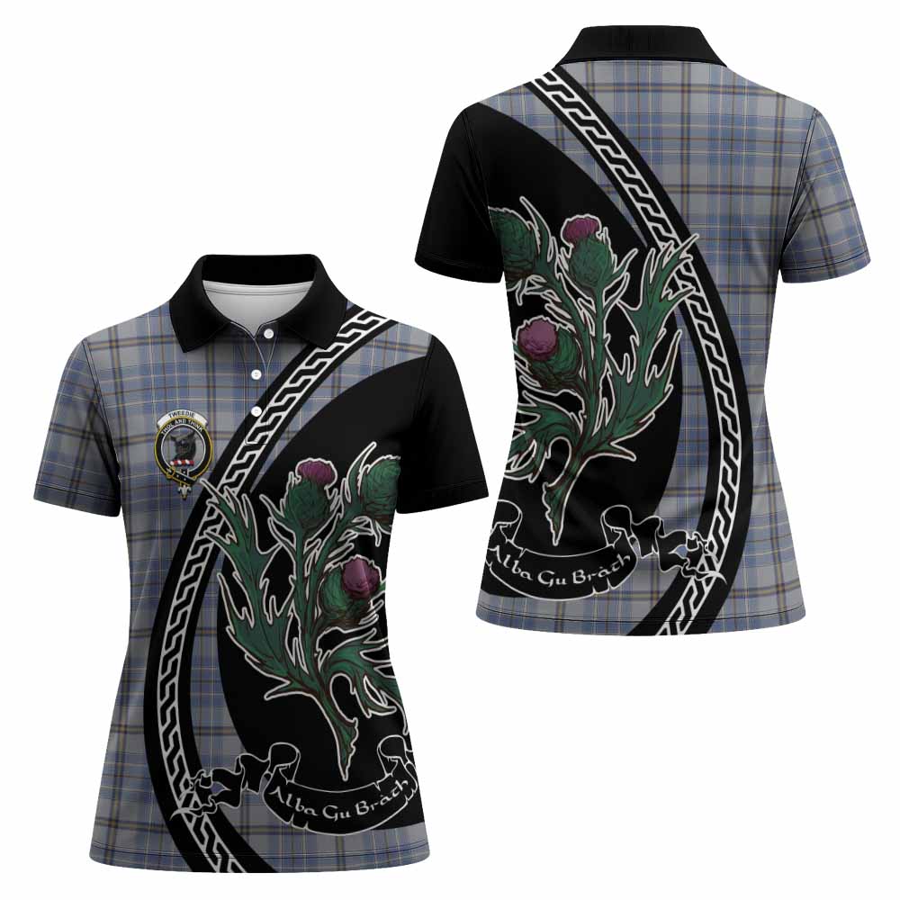 Tweedie Family Crest Tartan Women Polo Shirt Alba Thistle Inspired - Tartan Vibes Clothing
