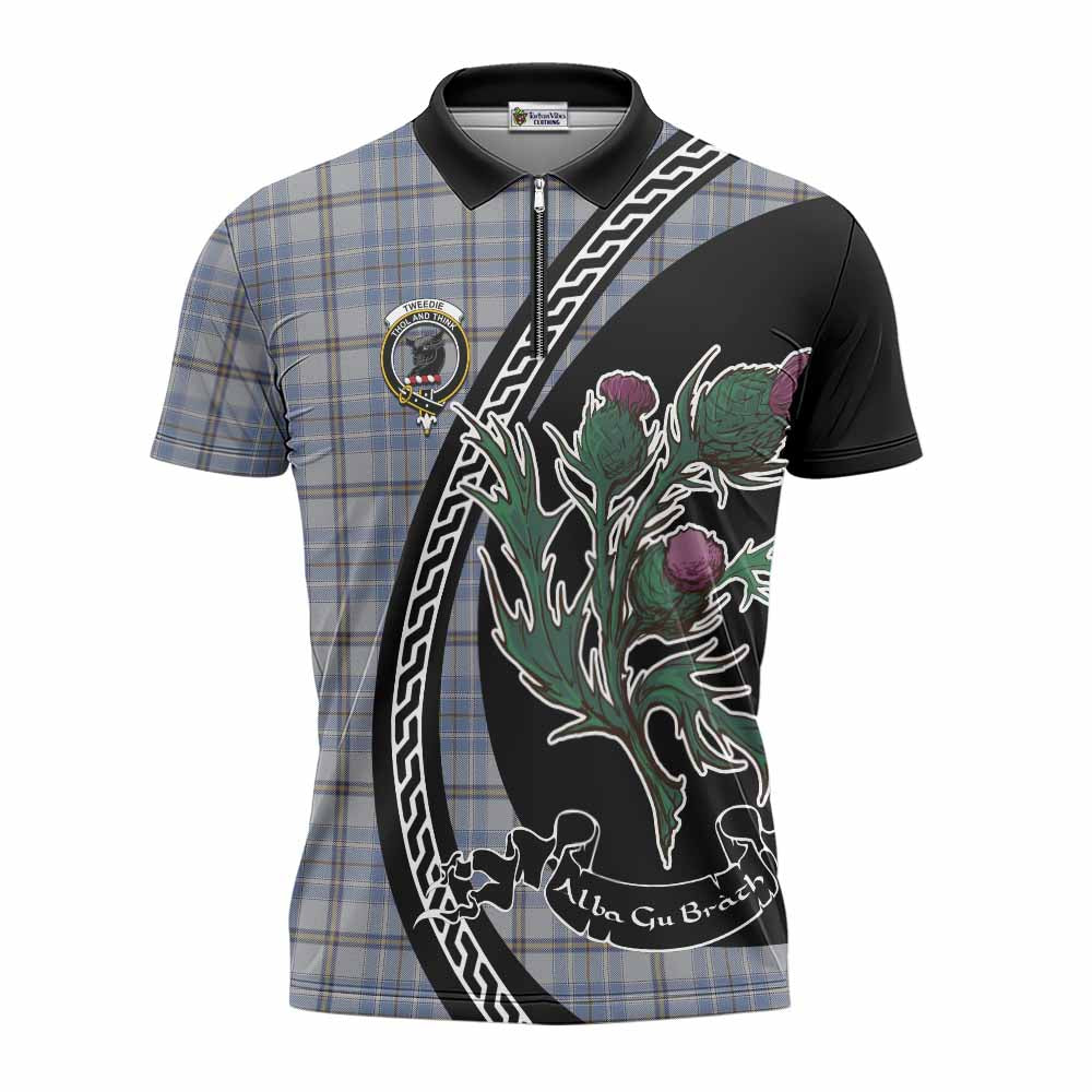 Tweedie Family Crest Tartan Zipper Polo Shirt Alba Thistle Inspired - Tartan Vibes Clothing