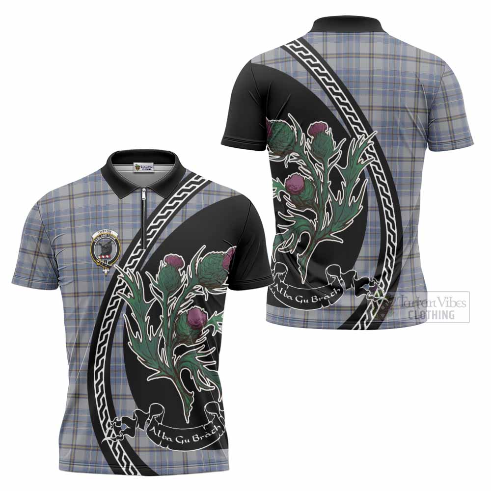 Tweedie Family Crest Tartan Zipper Polo Shirt Alba Thistle Inspired - Tartan Vibes Clothing