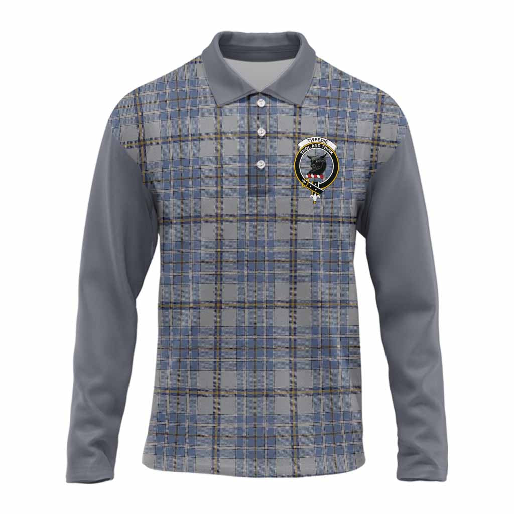 Tweedie Tartan Accent Long Sleeve Polo Shirt with Family Crest