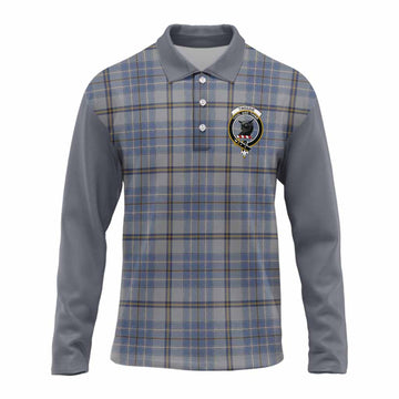 Tweedie Tartan Accent Long Sleeve Polo Shirt with Family Crest