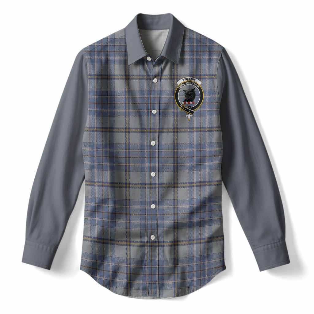 Tweedie Tartan Accent Women Casual Shirt with Family Crest