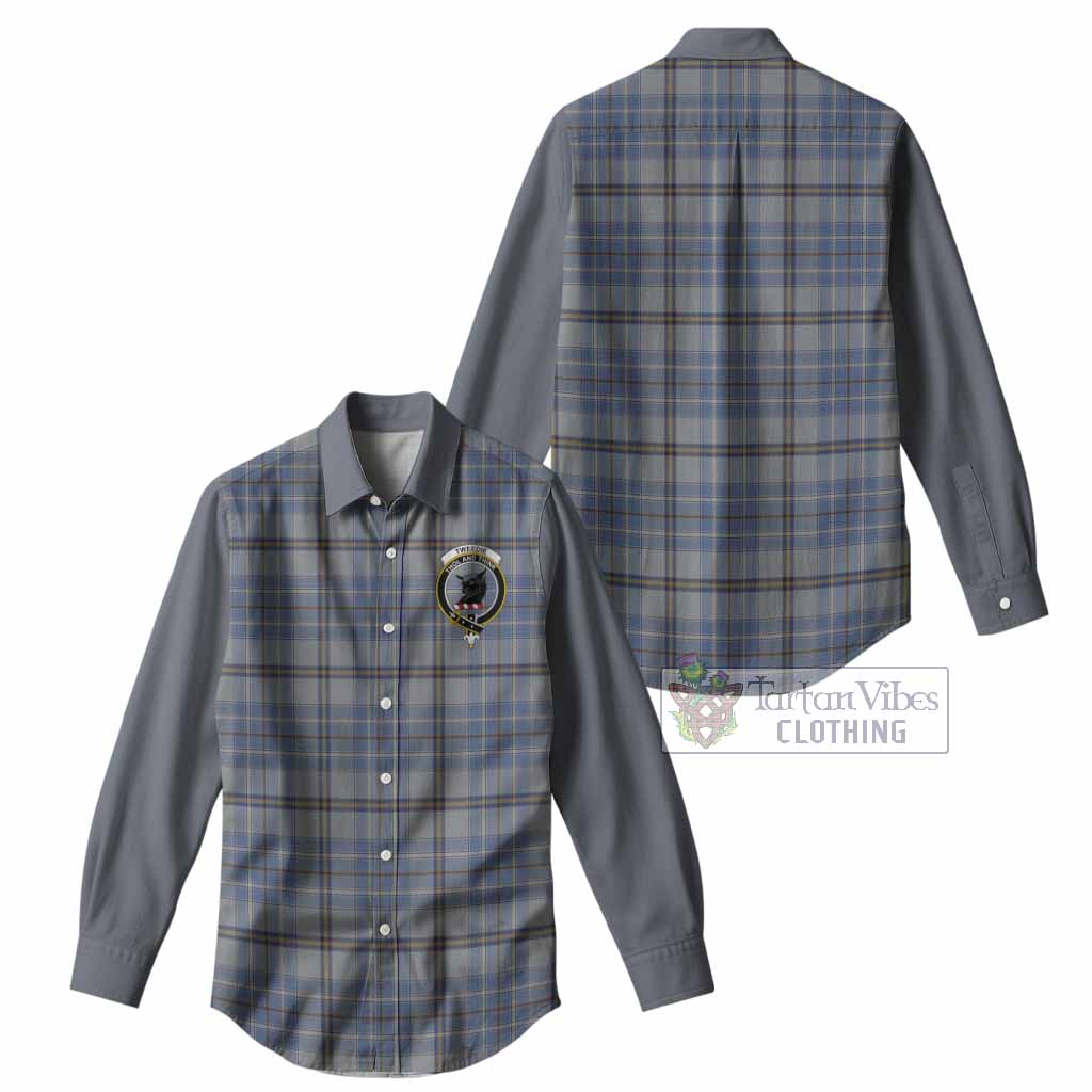 Tweedie Tartan Accent Women Casual Shirt with Family Crest