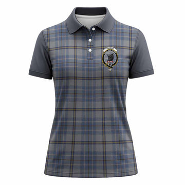 Tweedie Tartan Accent Women Polo Shirt with Family Crest