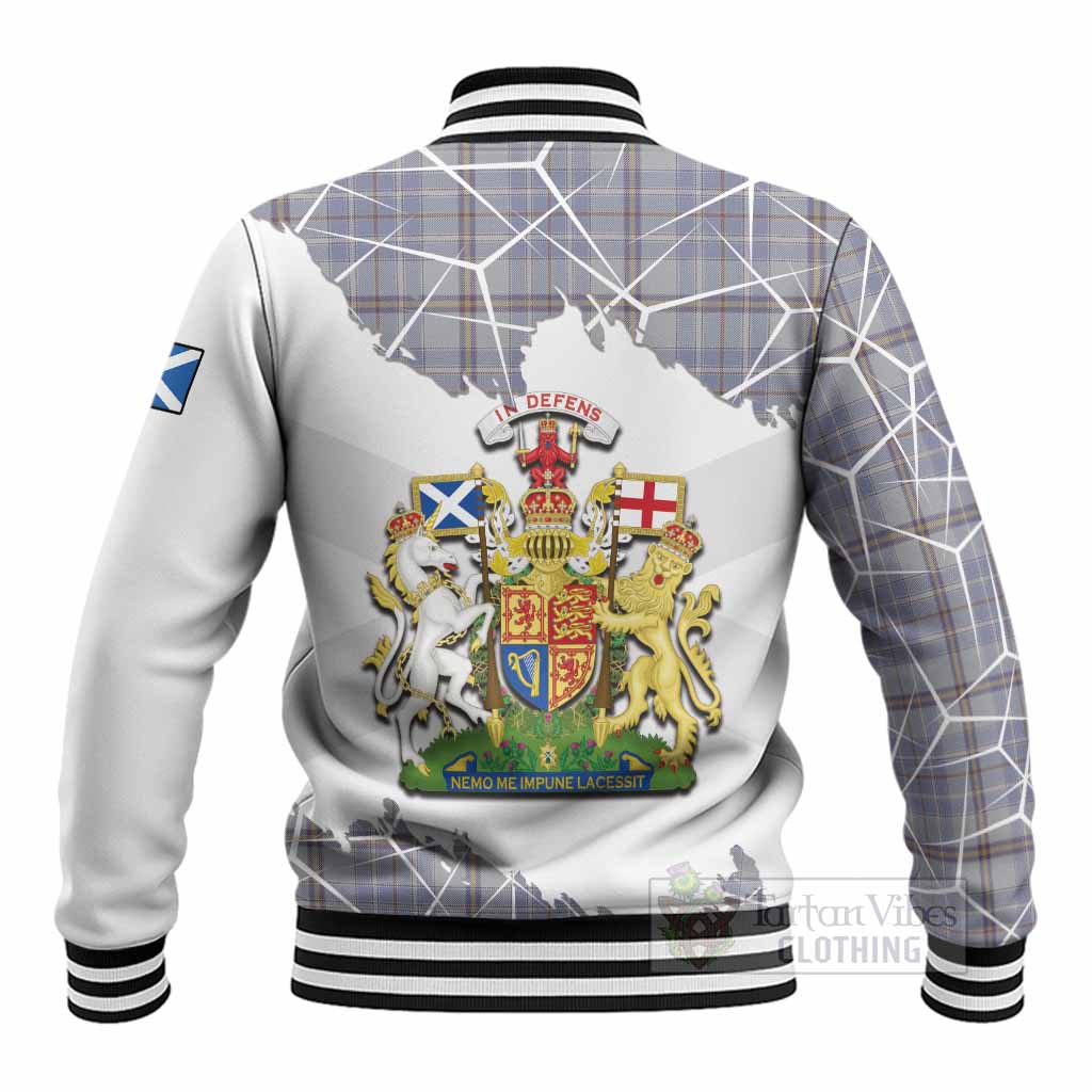Tweedie Tartan Baseball Jacket with Family Crest and Lion Rampant Grunge Style