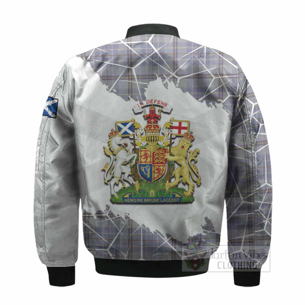 Tweedie Tartan Bomber Jacket with Family Crest and Lion Rampant Grunge Style