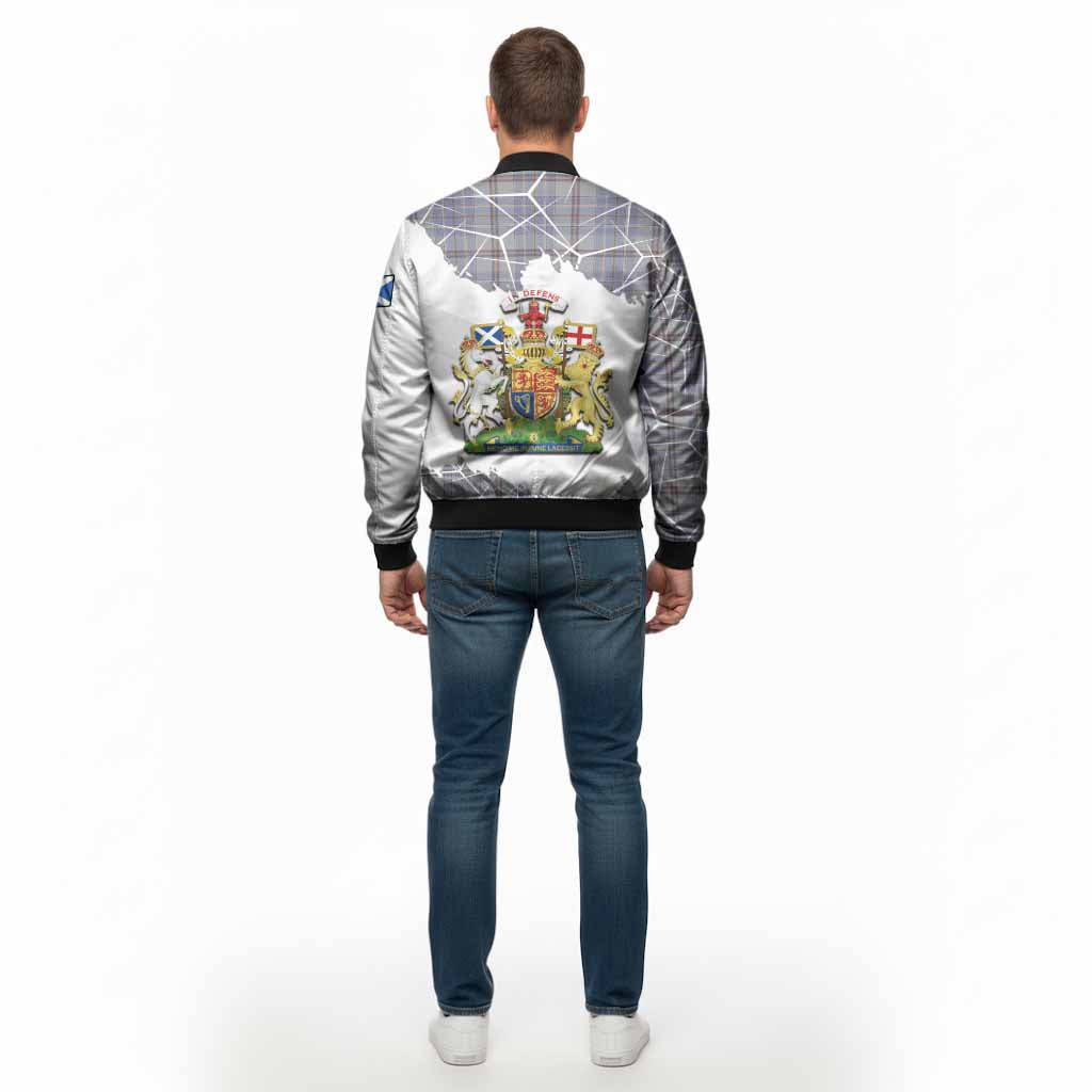 Tweedie Tartan Bomber Jacket with Family Crest and Lion Rampant Grunge Style