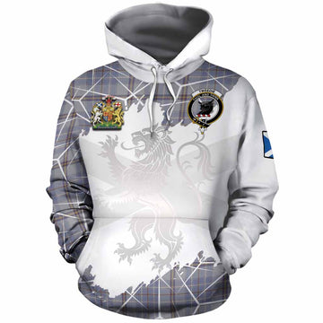 Tweedie Tartan Cotton Hoodie with Family Crest and Lion Rampant Grunge Style