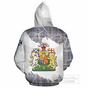 Tweedie Tartan Cotton Hoodie with Family Crest and Lion Rampant Grunge Style