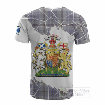 Tweedie Tartan Cotton T-shirt with Family Crest and Lion Rampant Grunge Style