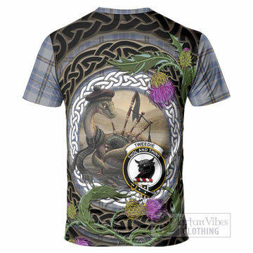 Tweedie Tartan Crest Bagpipe Nessie T-Shirt Scottish Loch Ness Monster Celtic Thistle