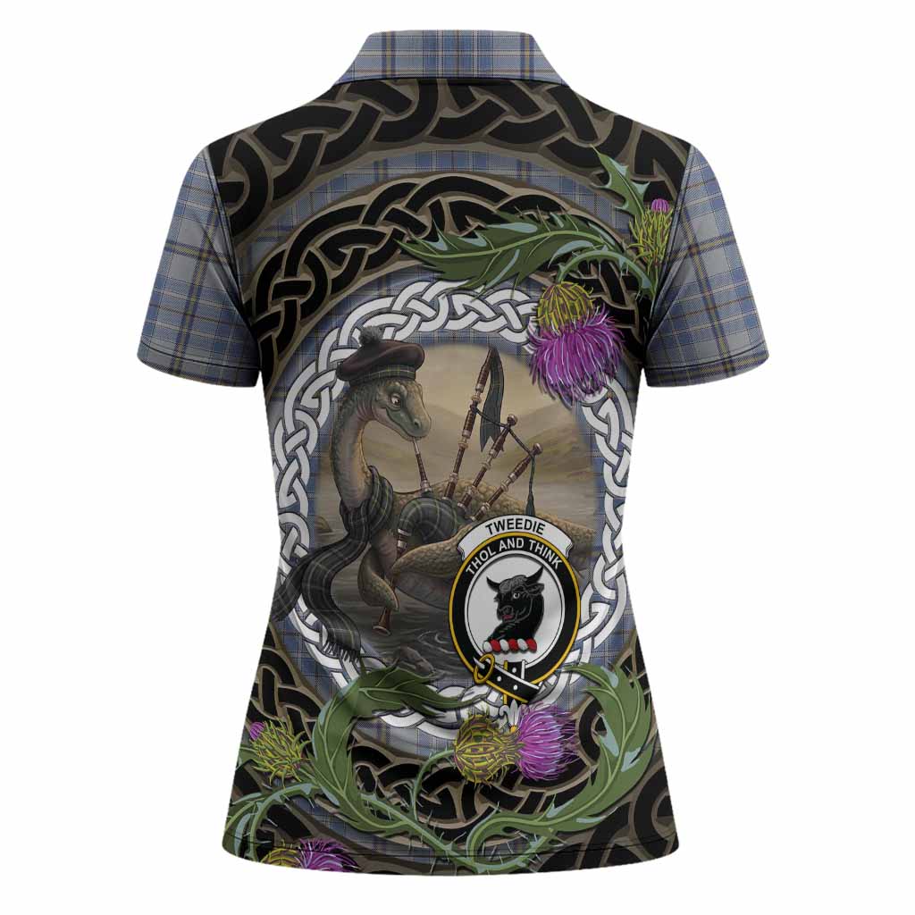 Tweedie Tartan Crest Bagpipe Nessie Women Polo Shirt Scottish Loch Ness Monster Celtic Thistle