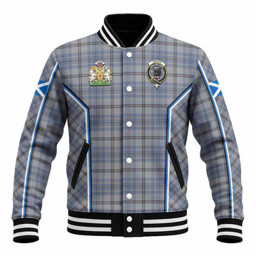 Tweedie Tartan Crest Baseball Jacket Scotland Coat of Arm Flag Style
