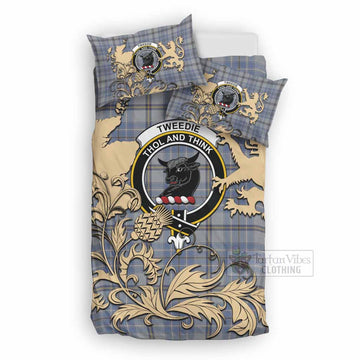 Tweedie Tartan Crest Bedding Set with Scottish Iconic Symbols 