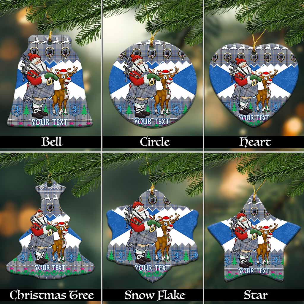 Tweedie Tartan Crest Christmas Ceramic Ornament Scotland Santa With Bagpipes Cute Reindeer