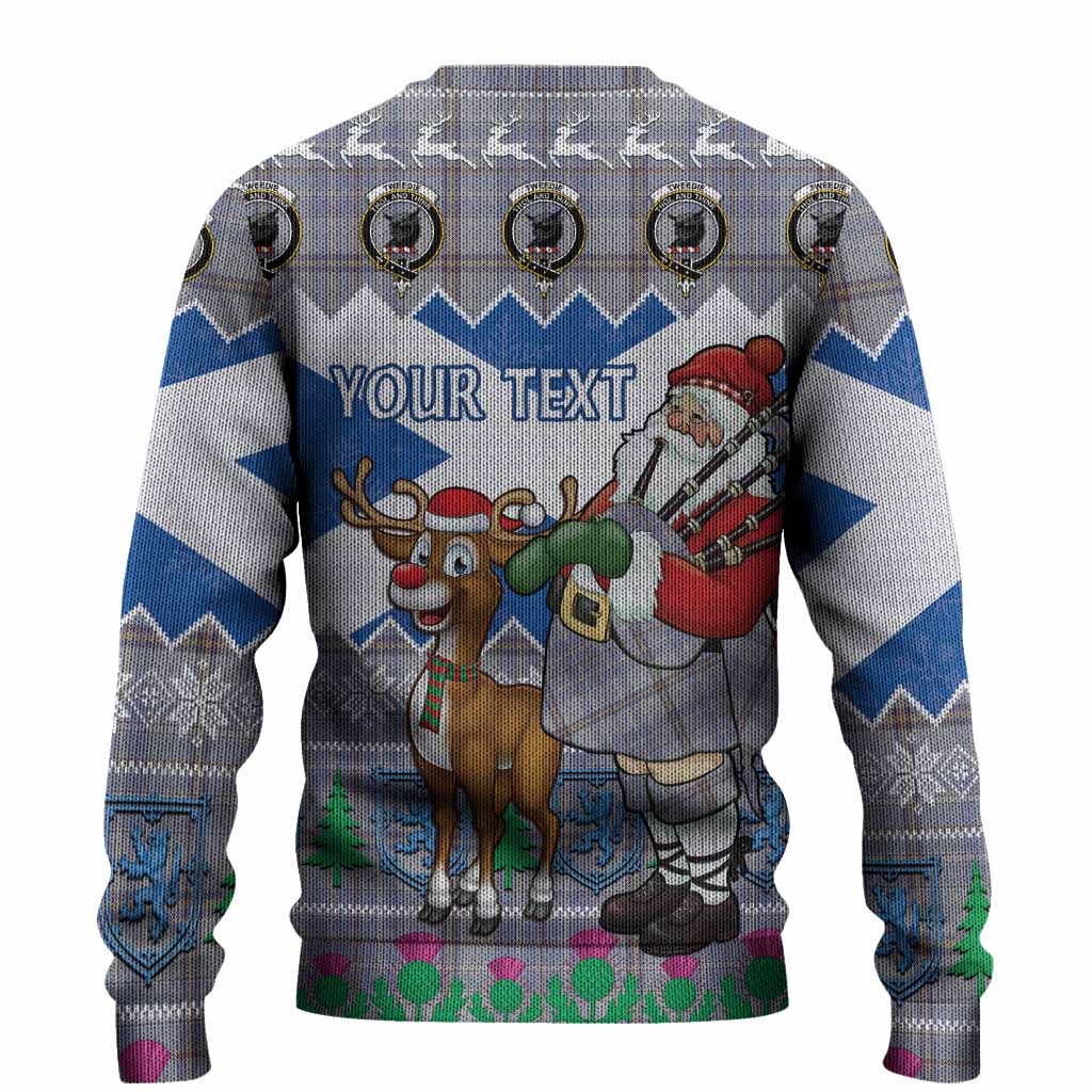Tweedie Tartan Crest Christmas Christmas Ugly Sweater Scotland Santa With Bagpipes Cute Reindeer