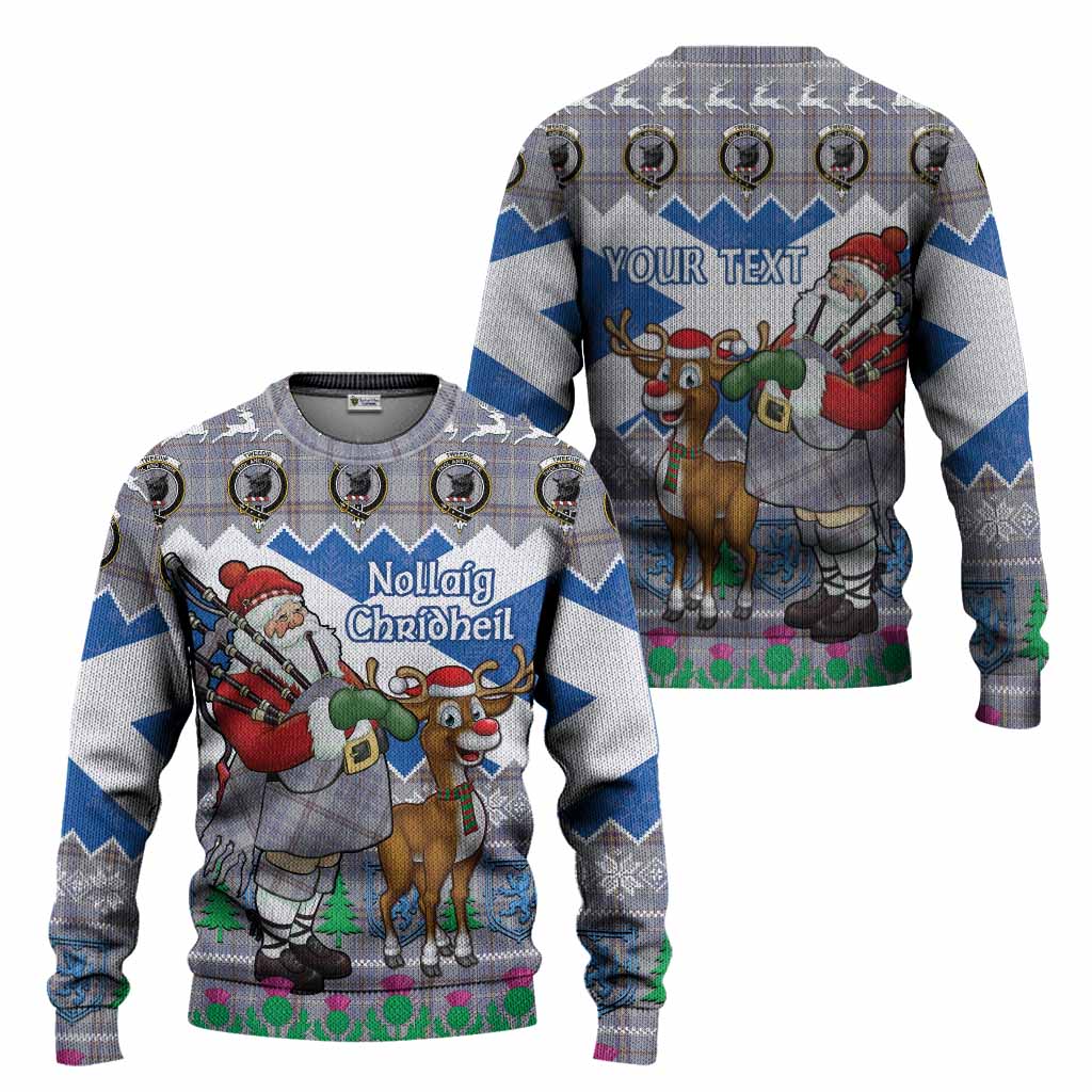 Tweedie Tartan Crest Christmas Christmas Ugly Sweater Scotland Santa With Bagpipes Cute Reindeer