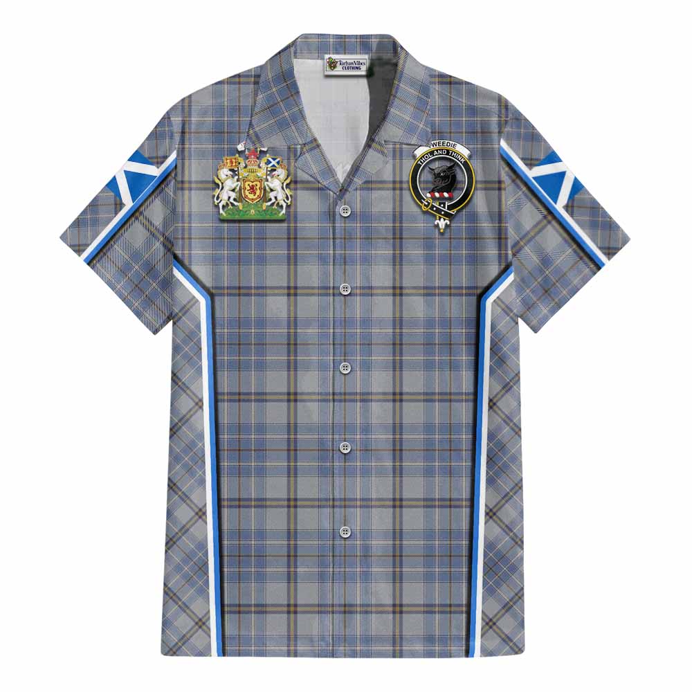Tweedie Tartan Crest Cotton Hawaiian Shirt Scotland Coat of Arm Flag Style - Tartan Vibes Clothing