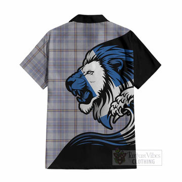 Tweedie Tartan Crest Cotton Hawaiian Shirt Scottish Golden Lions Wave Flow
