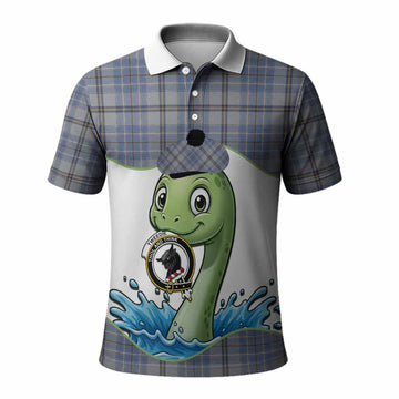 Tweedie Tartan Crest Cute Nessie Polo Shirt Scottish Loch Ness Monster