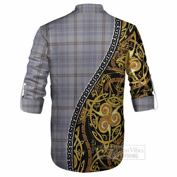 Tweedie Tartan Crest Ghillie Shirt Celtic Knot and Triple Trickle Spiral Symbols