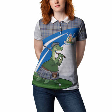Tweedie Tartan Crest Golf Nessie Women Polo Shirt Loch Ness Monster Sporty Style
