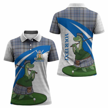 Tweedie Tartan Crest Golf Nessie Women Polo Shirt Loch Ness Monster Sporty Style