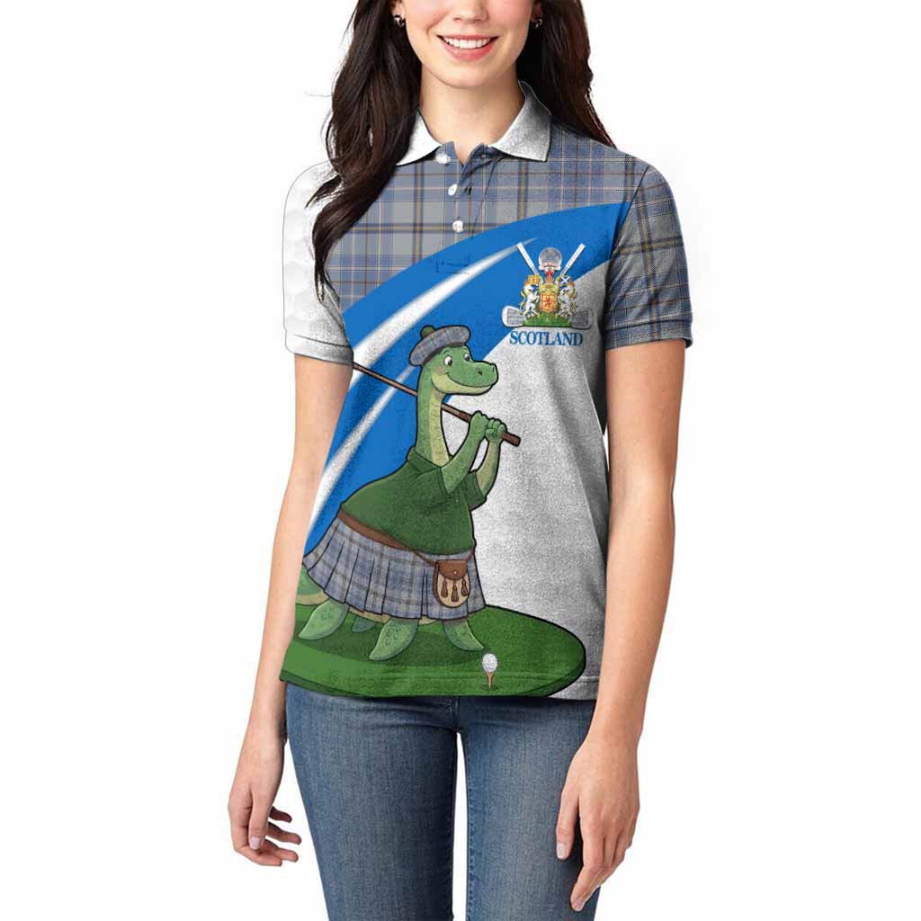 Tweedie Tartan Crest Golf Nessie Women Polo Shirt Loch Ness Monster Sporty Style
