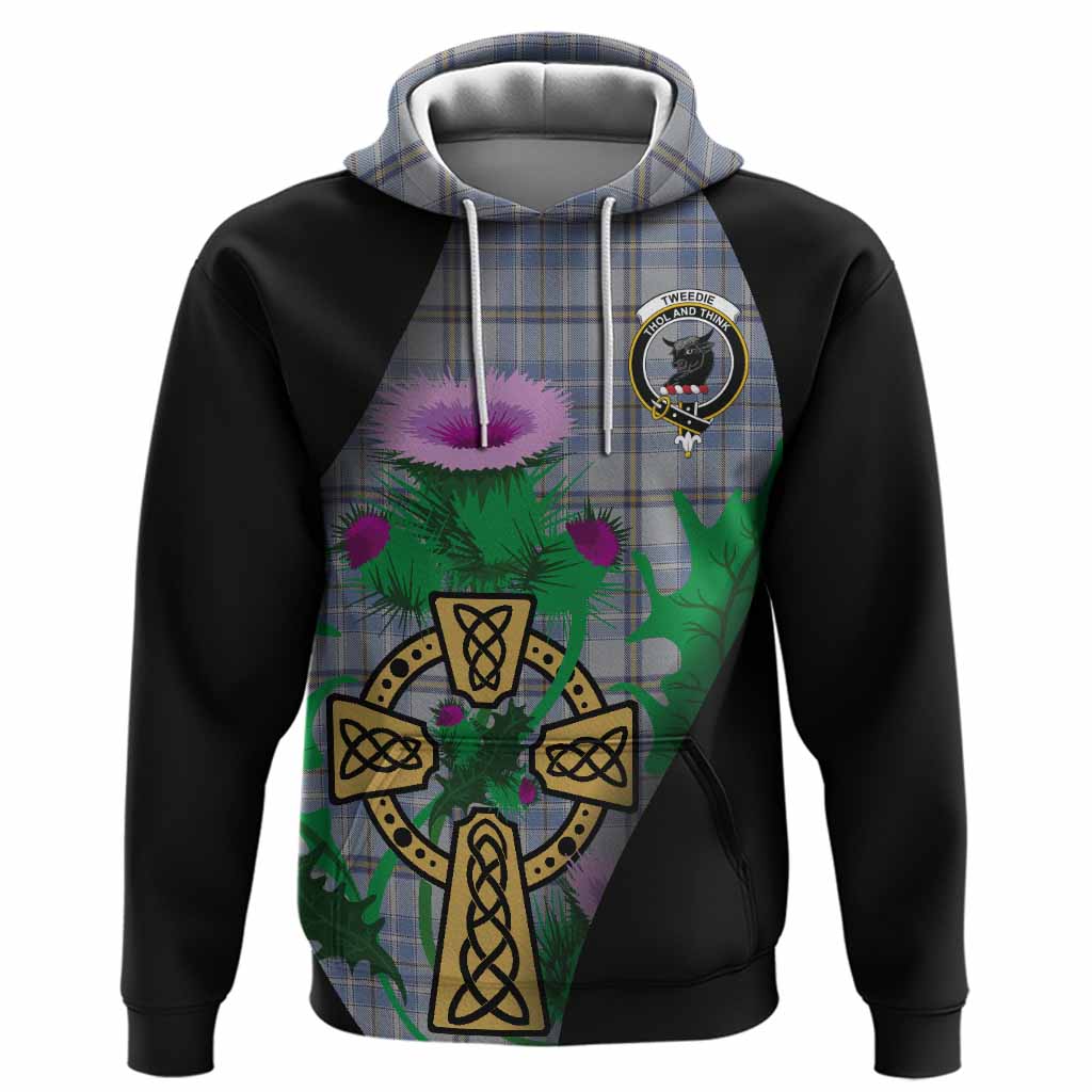 Tweedie Tartan Crest Hoodie Celtic Cross Thistle Flowers