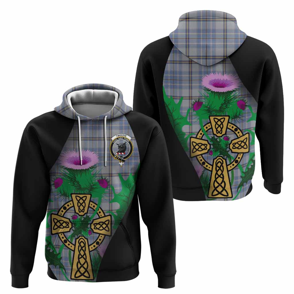 Tweedie Tartan Crest Hoodie Celtic Cross Thistle Flowers