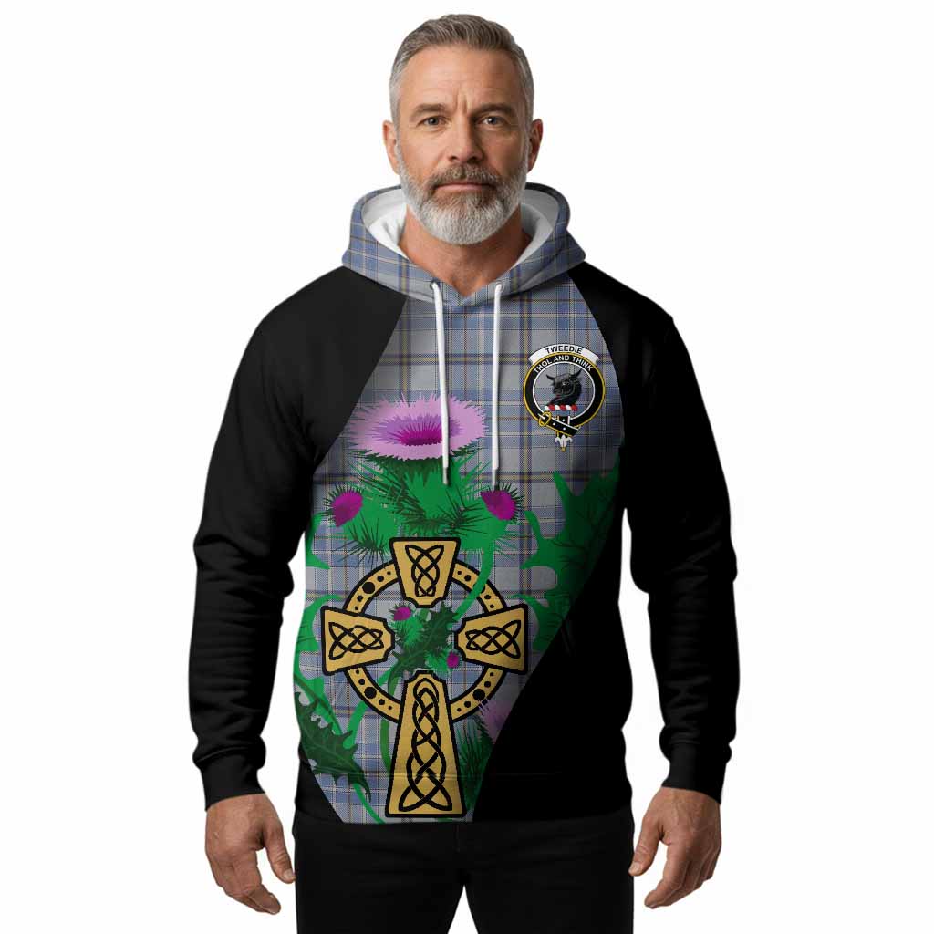 Tweedie Tartan Crest Hoodie Celtic Cross Thistle Flowers