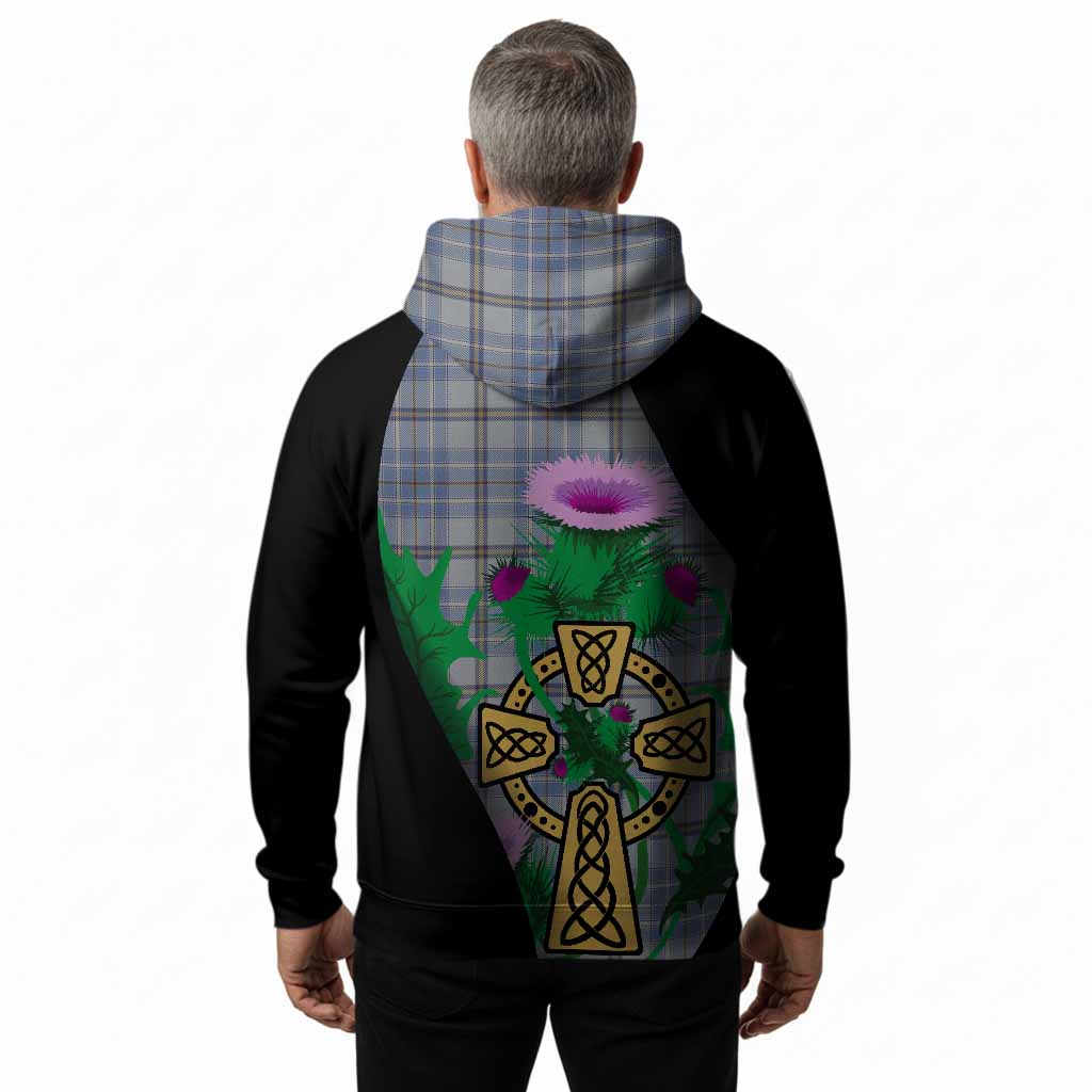 Tweedie Tartan Crest Hoodie Celtic Cross Thistle Flowers