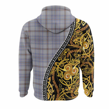 Tweedie Tartan Crest Hoodie Celtic Knot and Triple Trickle Spiral Symbols