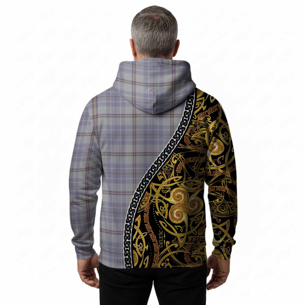Tweedie Tartan Crest Hoodie Celtic Knot and Triple Trickle Spiral Symbols