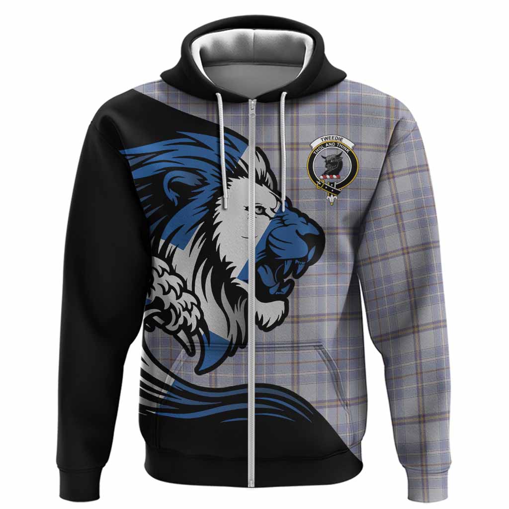 Tweedie Tartan Crest Hoodie Scottish Golden Lions Wave Flow
