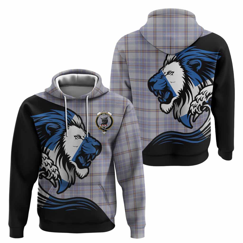 Tweedie Tartan Crest Hoodie Scottish Golden Lions Wave Flow