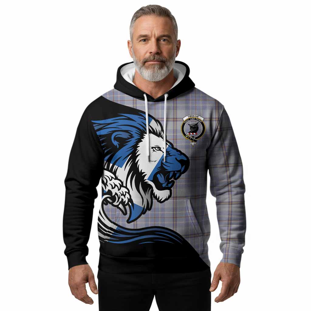 Tweedie Tartan Crest Hoodie Scottish Golden Lions Wave Flow